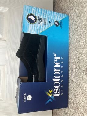 isotoner Men's Black Memory Foam Slipper Socks